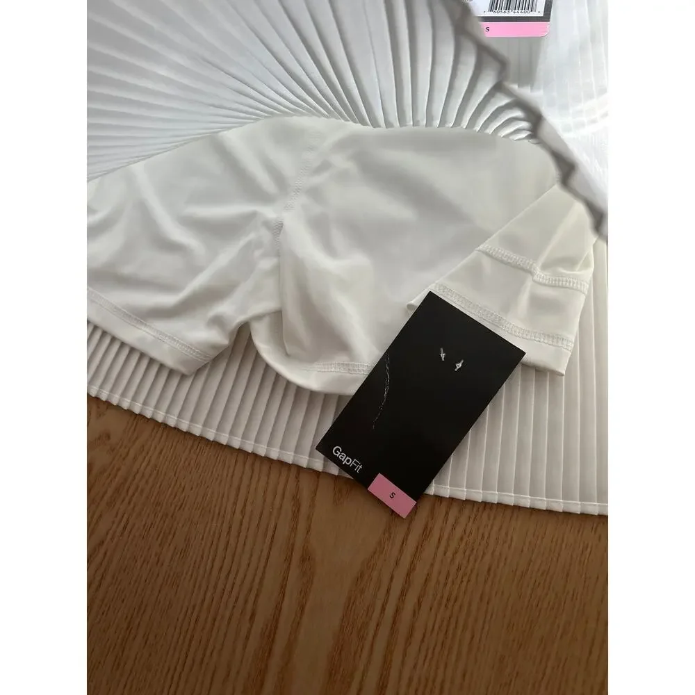 New Women’s GapFit Athletic Pleaded Stretchy Skort w/Inside Pocket White Small